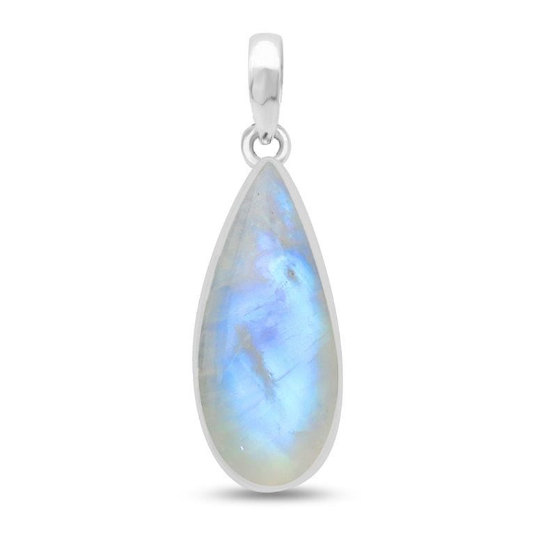 Rainbow Moonstone Sterling Silver Pendant - Teardrop