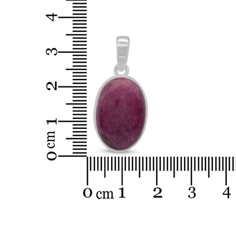 Ruby Sterling Silver Pendant - Oval