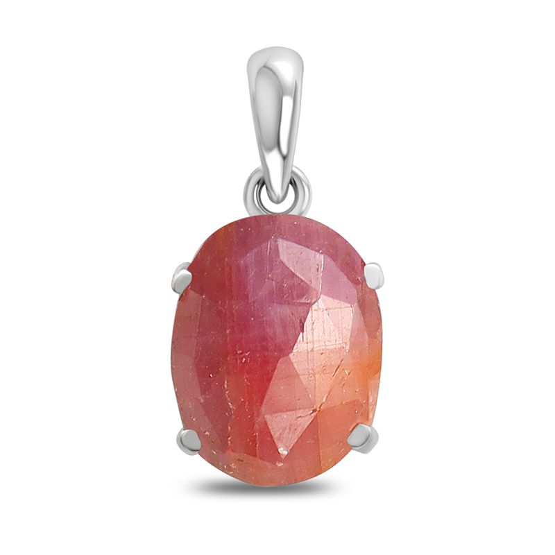 Ruby Sterling Silver Pendant - Faceted Crystal