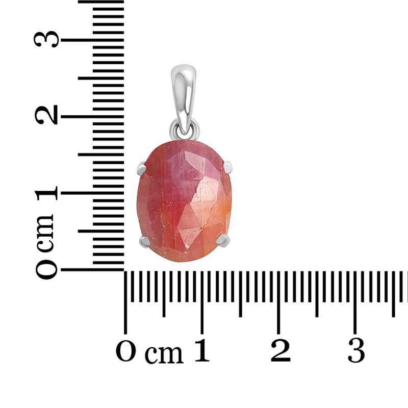 Ruby Sterling Silver Pendant - Faceted Crystal