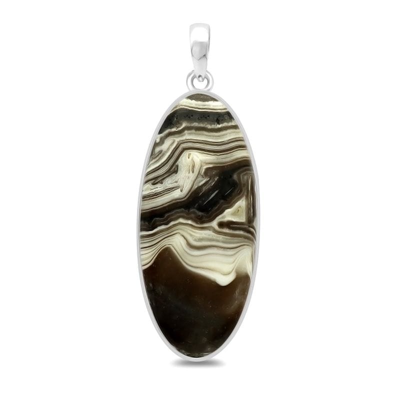 Zebra Calcite Sterling Silver Pendant