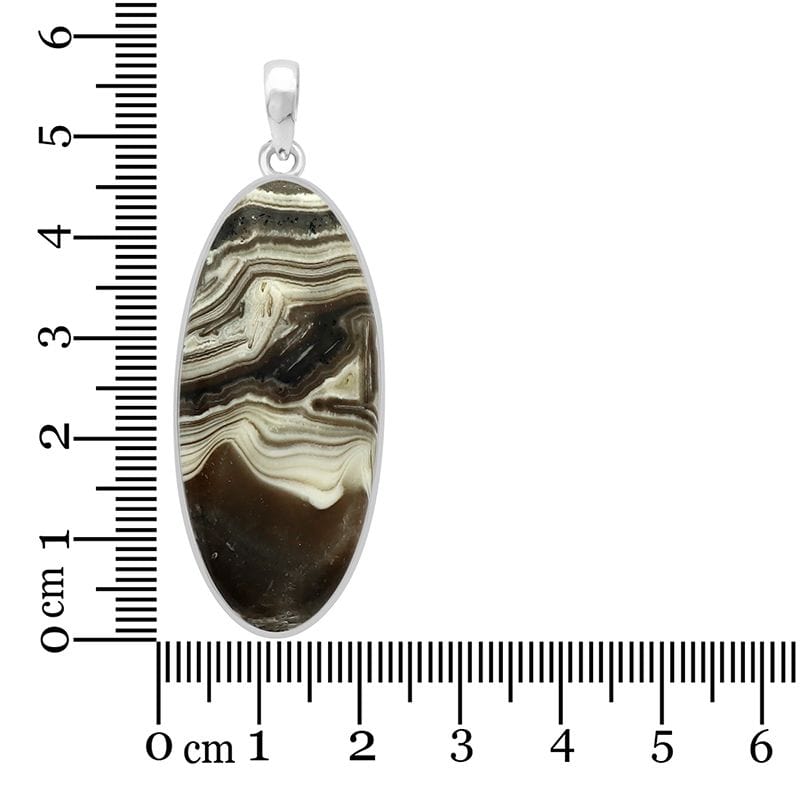 Zebra Calcite Sterling Silver Pendant